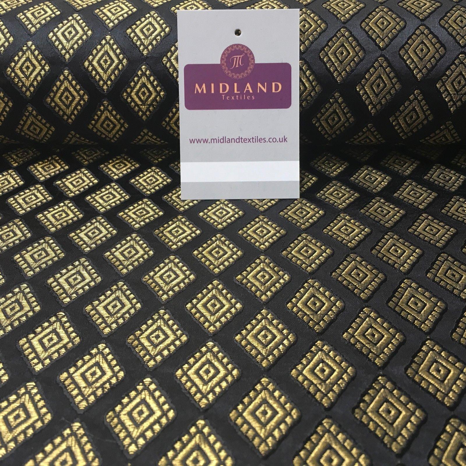 Black Indian Banarsi Brocade faux silk wedding waistcoat fabric 44" Wide M994