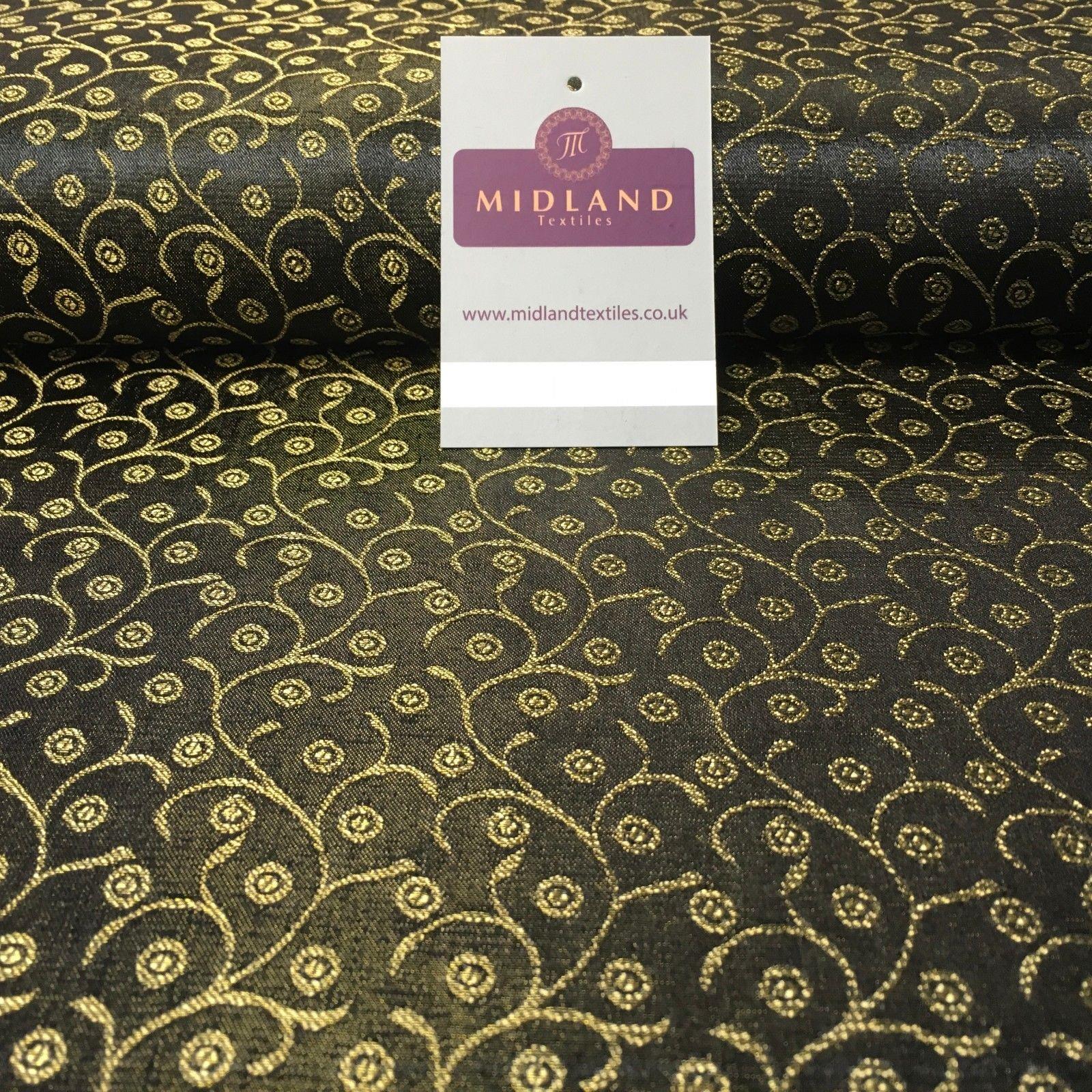 Black Indian Banarsi Brocade faux silk wedding waistcoat fabric 44" Wide M994