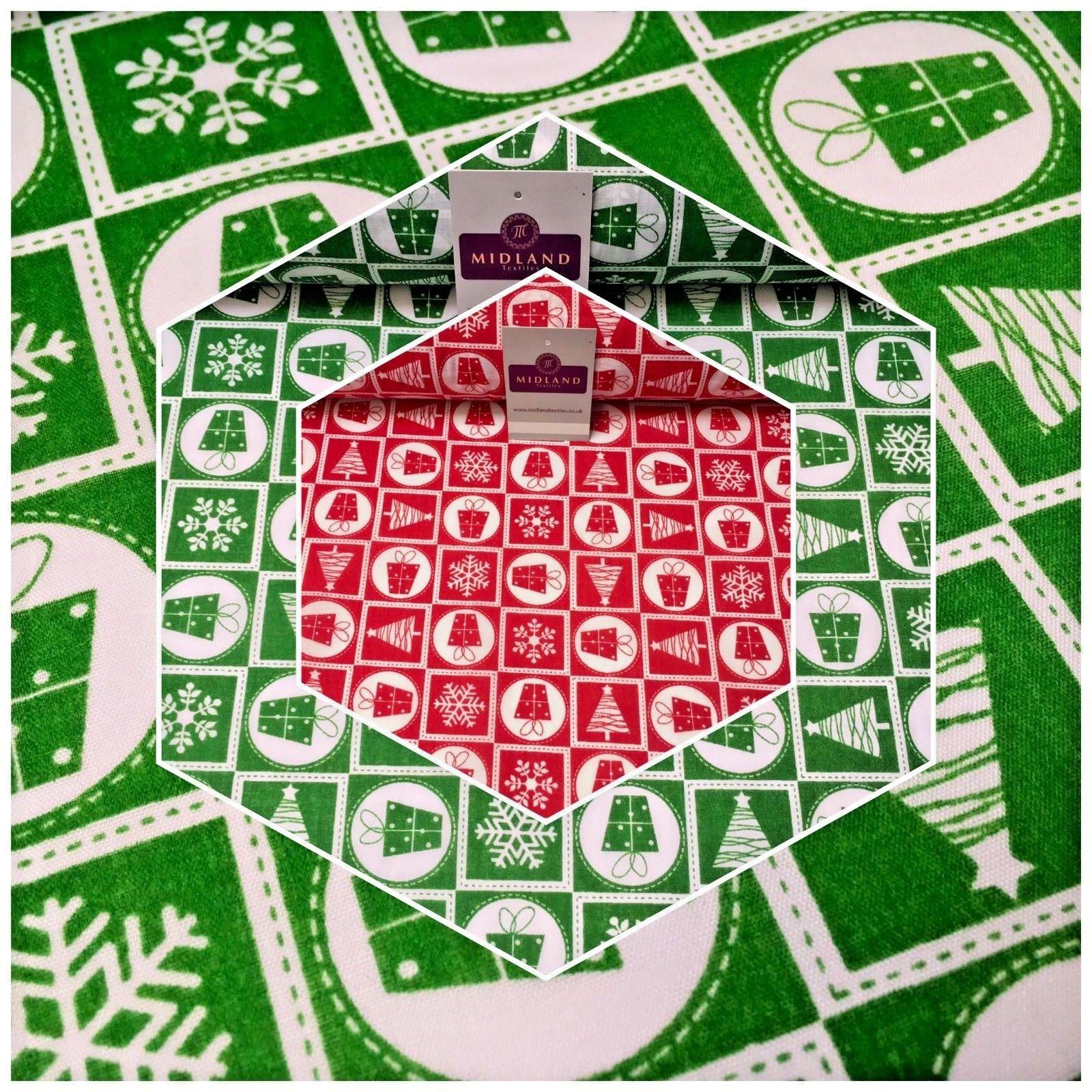 Christmas Present, Snowflake tree Printed Polycotton fabric 44' Wide MD1003