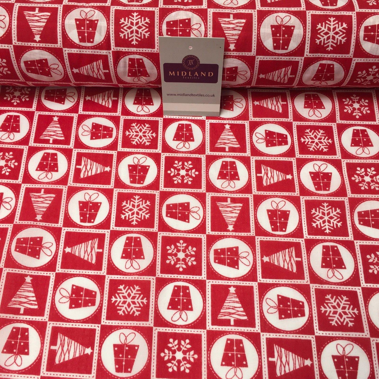 Christmas Present, Snowflake tree Printed Polycotton fabric 44" Wide MD1003