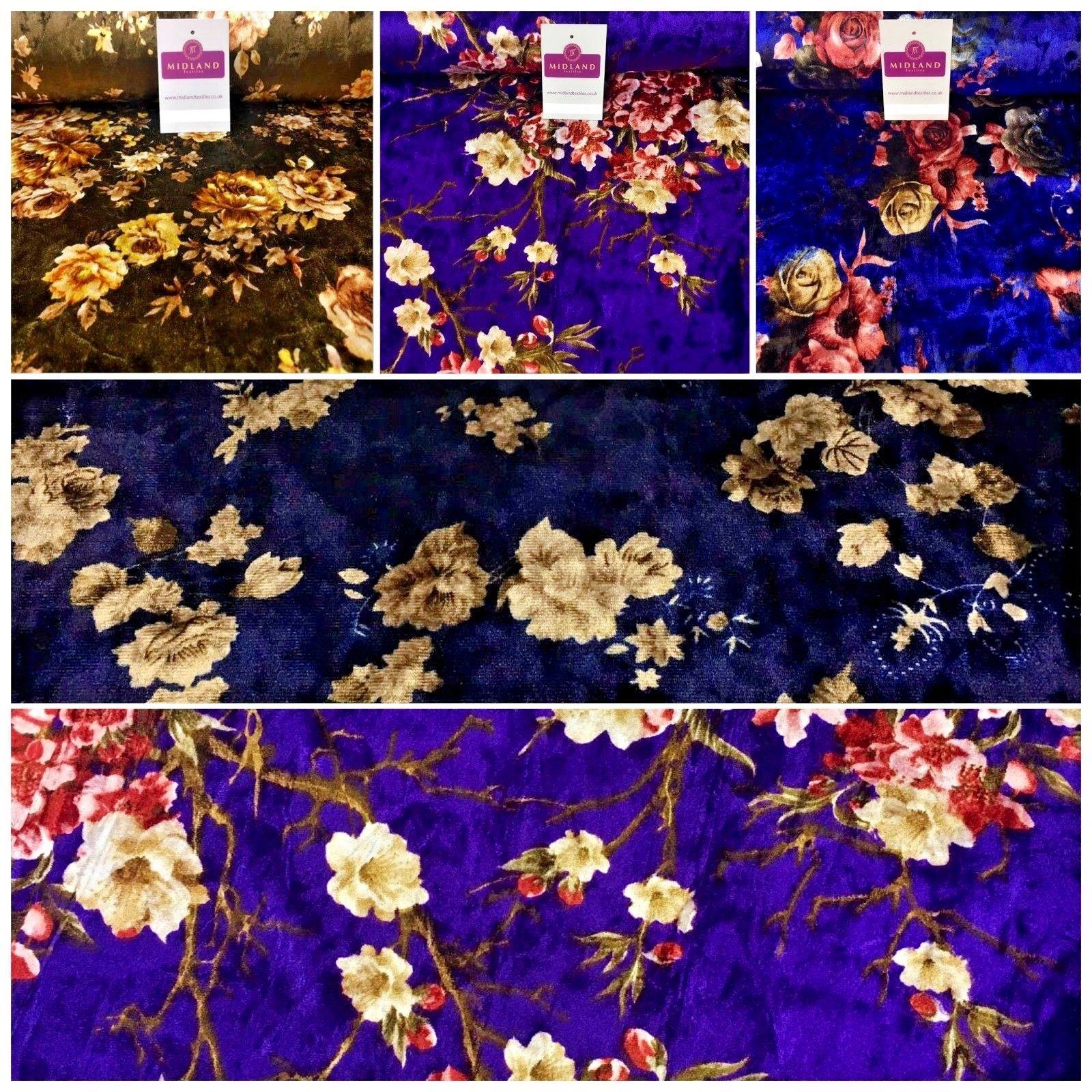 Vintage Floral Velvet Velour Stretch Printed dress fabric 55" Wide M991 Mtex