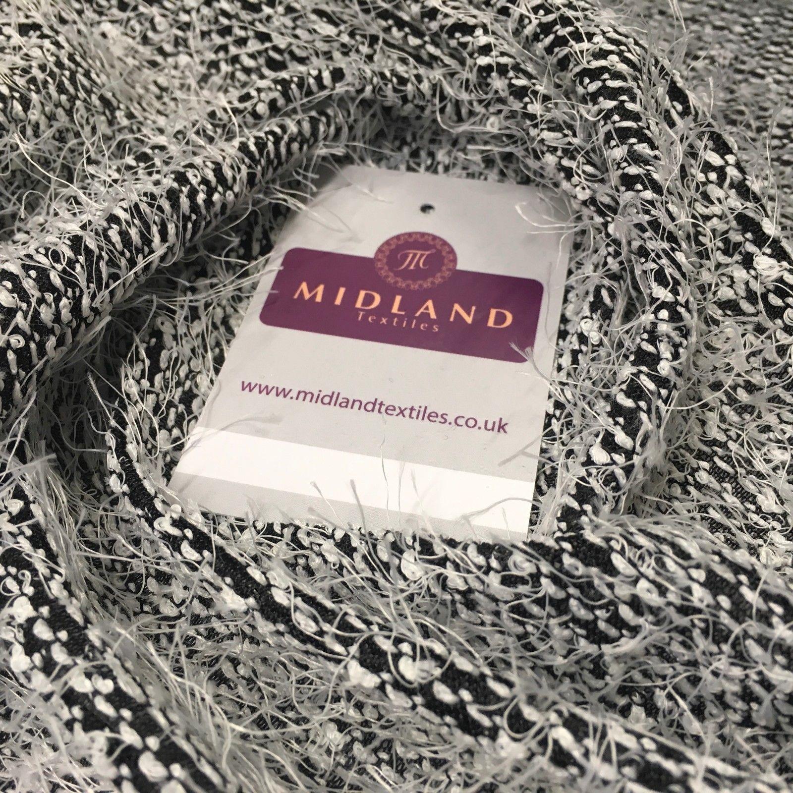 Black and White Hairy loose Thread knitted fabric 58' Wide MR997