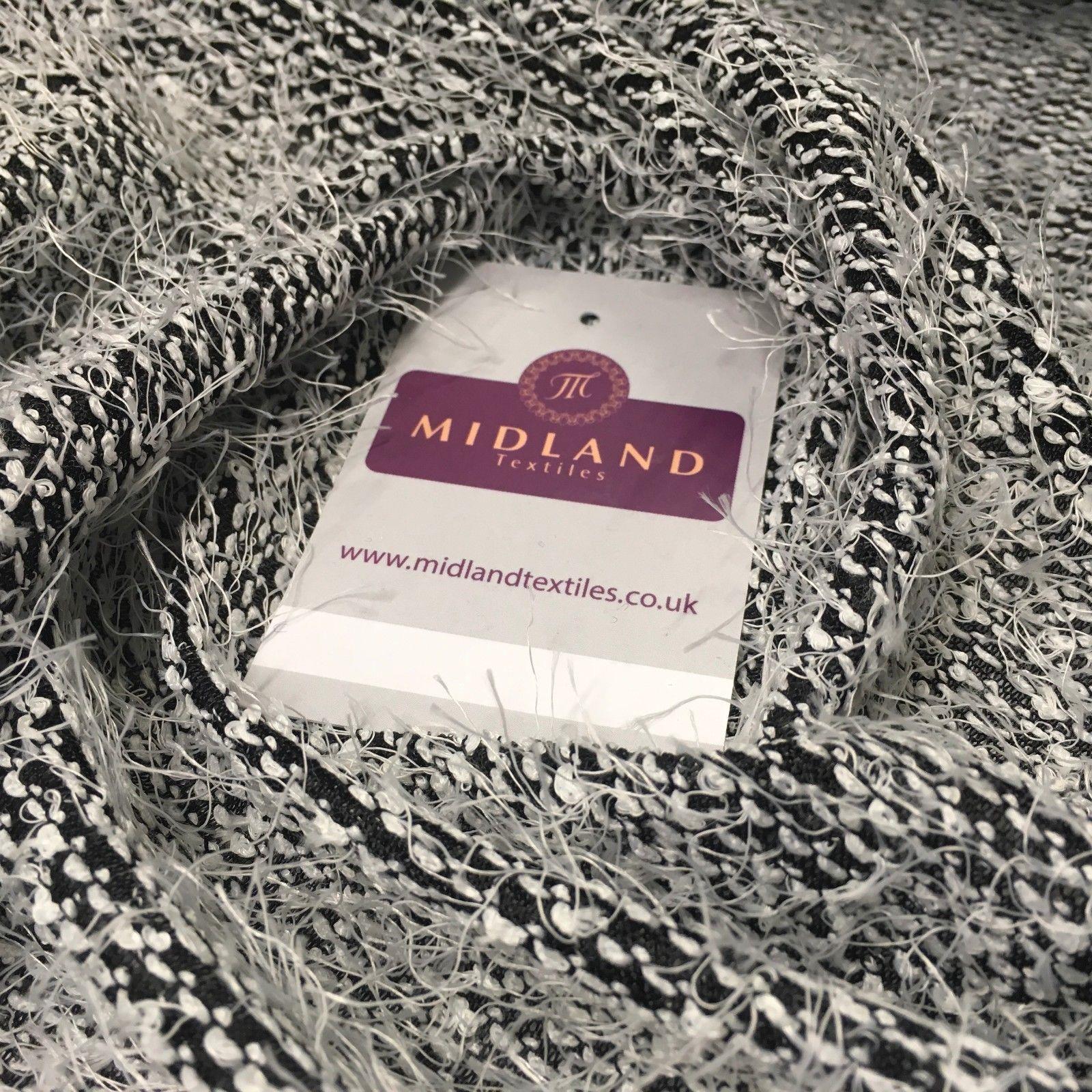 Black and White Hairy loose Thread knitted fabric 58' Wide MR997