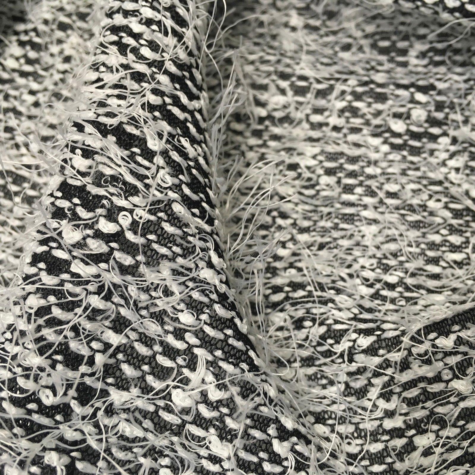 Black and White Hairy loose Thread knitted fabric 58' Wide MR997