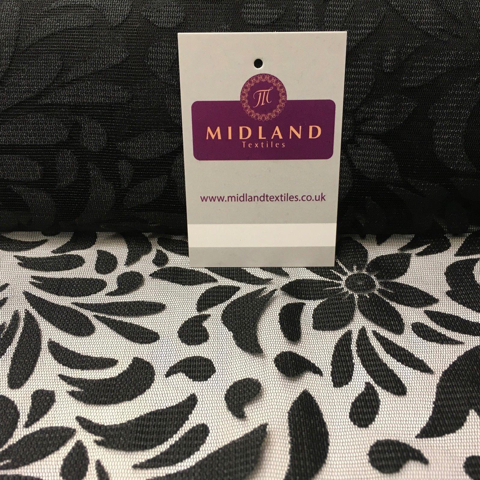 Black Floral Burnout Net Dress fabric 44' Wide M1032 Mtex