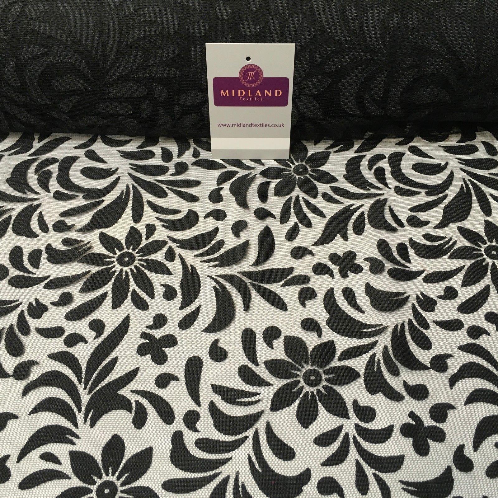 Black Floral Burnout Net Dress fabric 44' Wide M1032 Mtex