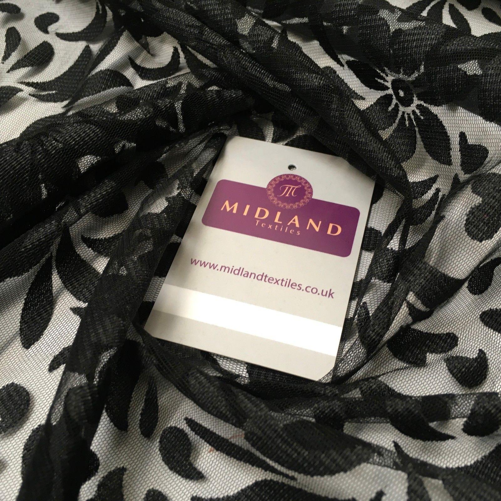 Black Floral Burnout Net Dress fabric 44' Wide M1032 Mtex