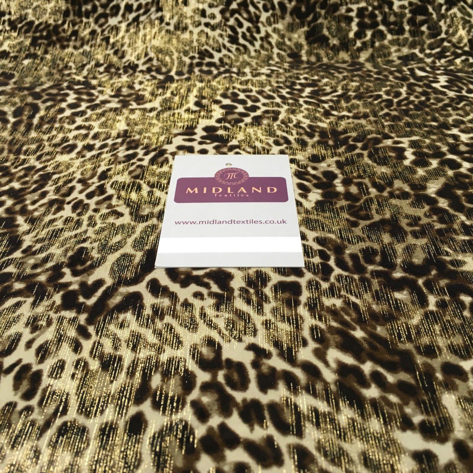 Animal Print Stretch Jersey With gold foil dress fabric 58' Wide MV1030 Mtex