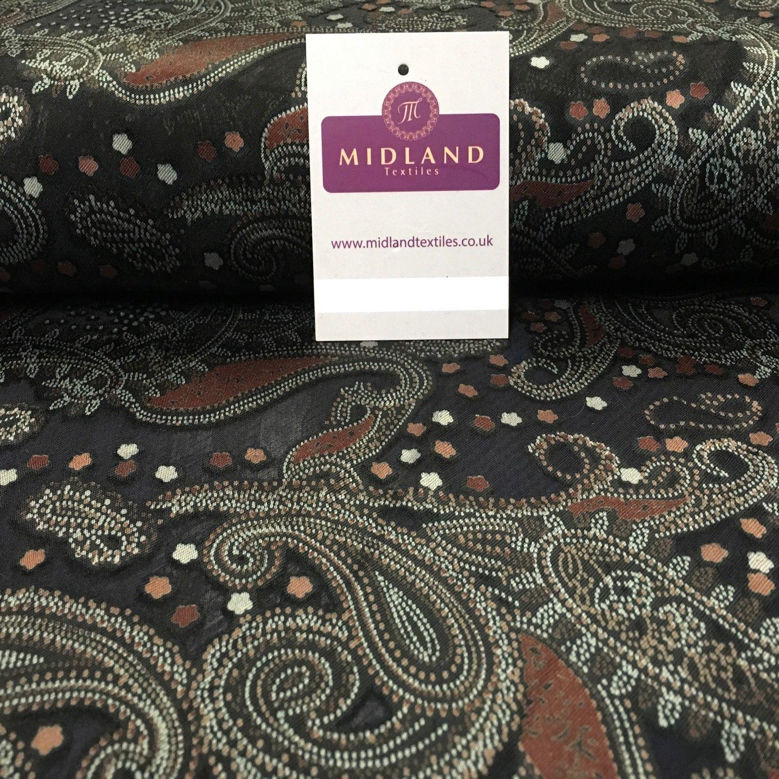Paisley Printed Burnout Satin Devoré Braso Chiffon fabric 58' Wide MA1028 Mtex