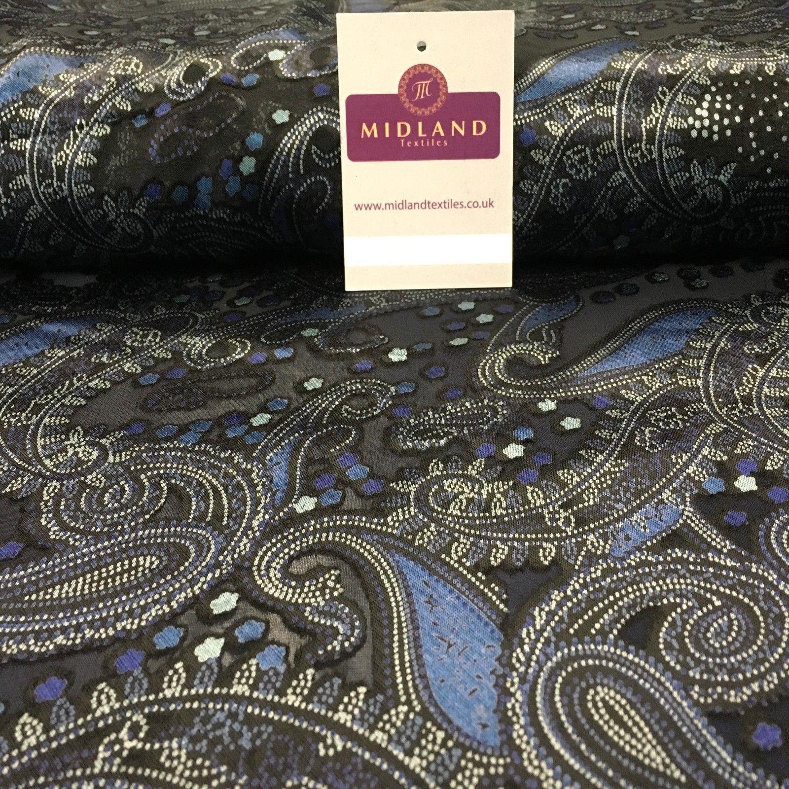 Paisley Printed Burnout Satin Devoré Braso Chiffon fabric 58' Wide MA1028 Mtex