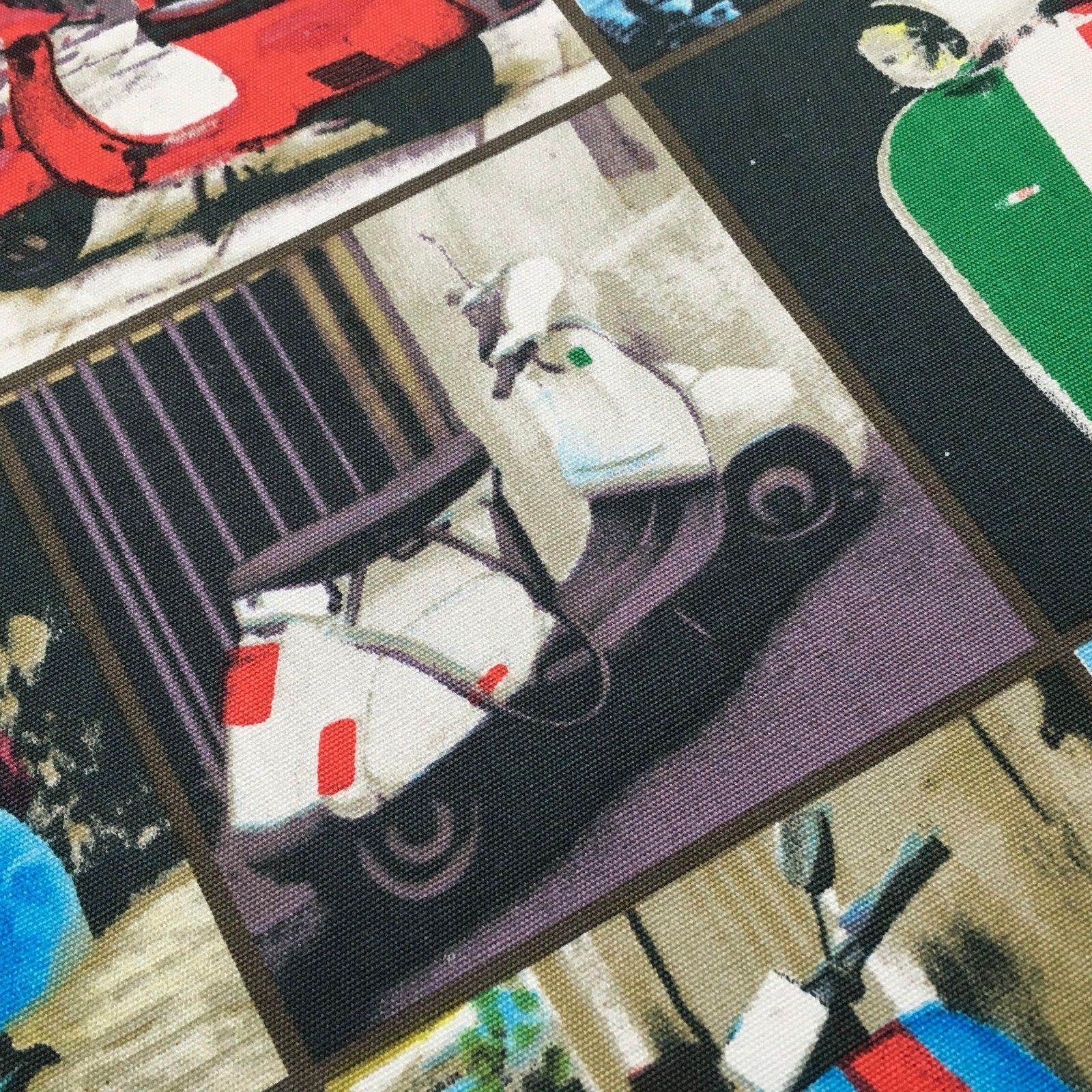 Grey Retro Italian Scooter Printed 100% Cotton Canvas Craft Fabric 58' MK856-15