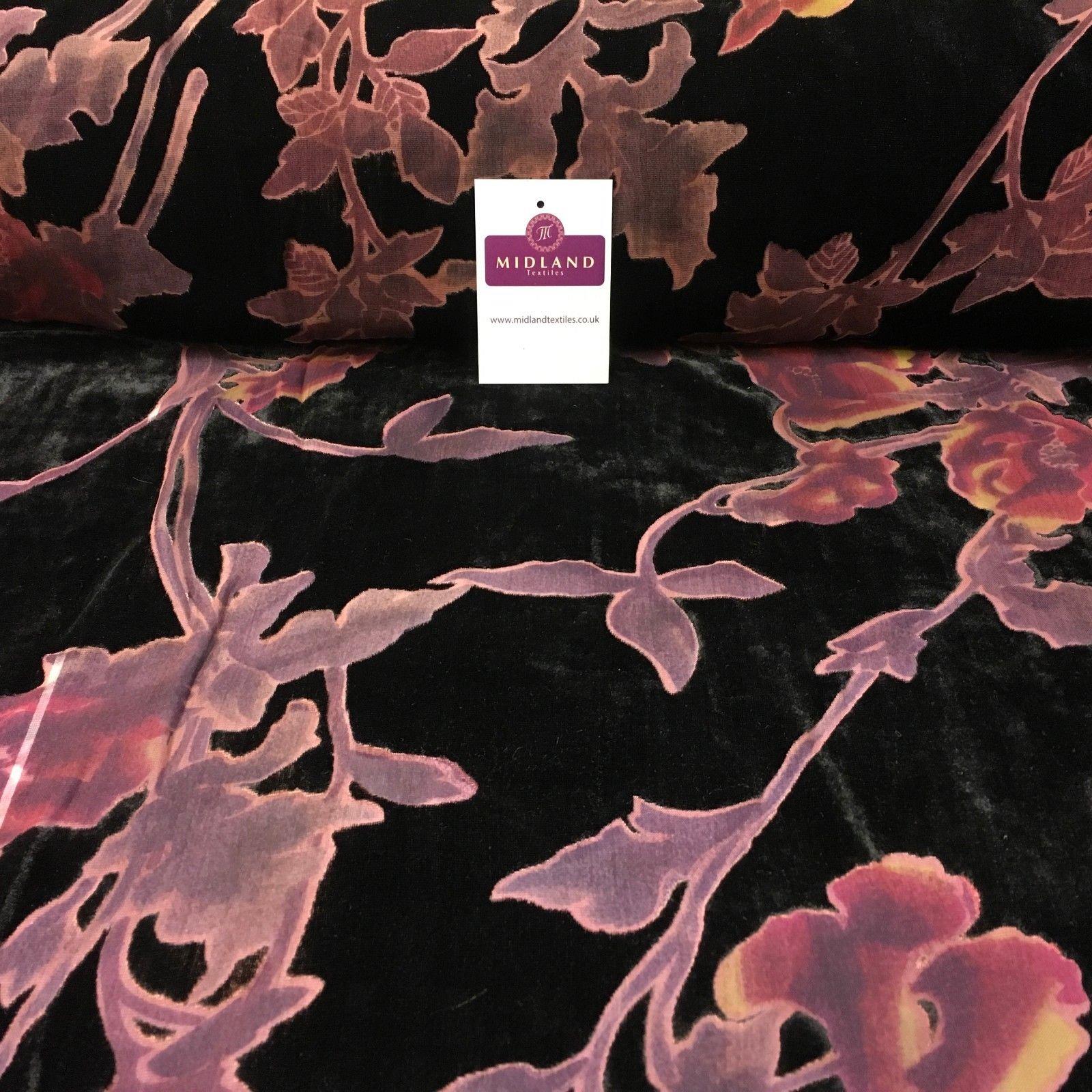 Lightweight Floral Velvet chiffon burnout Devore dress Fabric 50' Wide M999