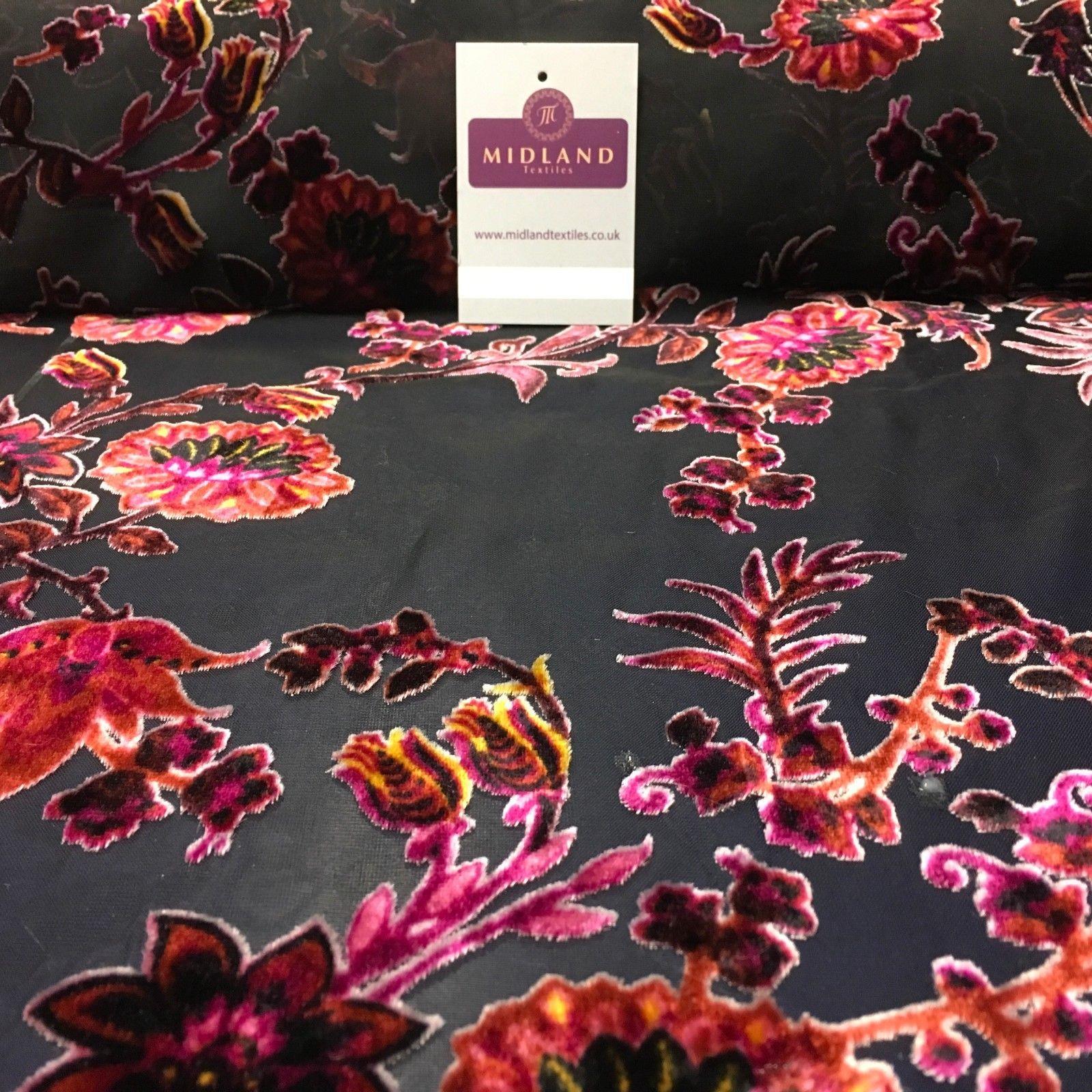 Lightweight Floral Velvet chiffon burnout Devore dress Fabric 50" Wide M999