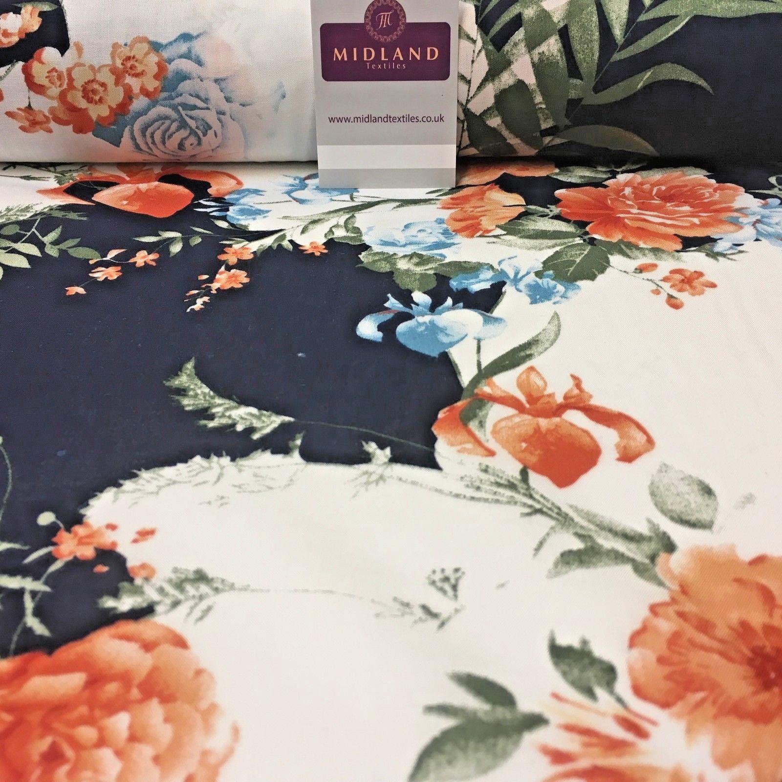 Large Floral Vintage Printed Viscose Dress Fabric 58' Wide MA1011 Mtex