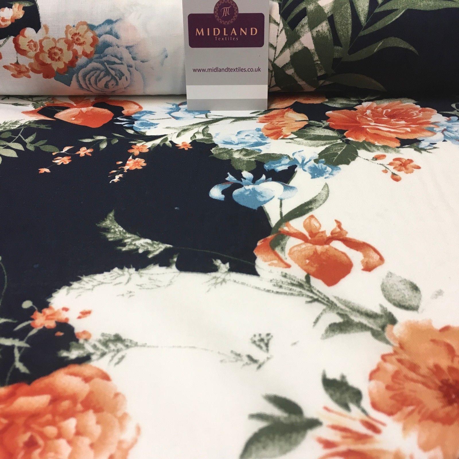 Large Floral Vintage Printed Viscose Dress Fabric 58' Wide MA1011 Mtex