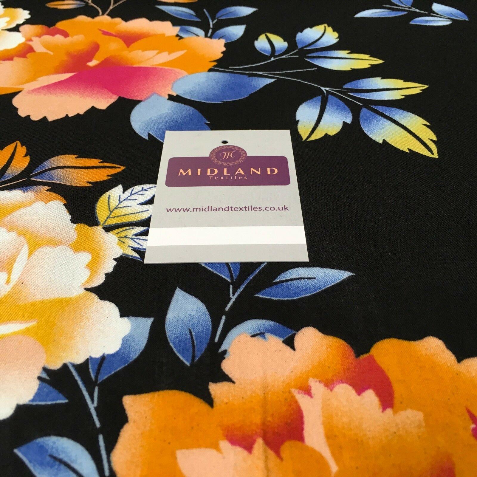 Large Floral Vintage Printed Viscose Dress Fabric 58" Wide MA1009 Mtex