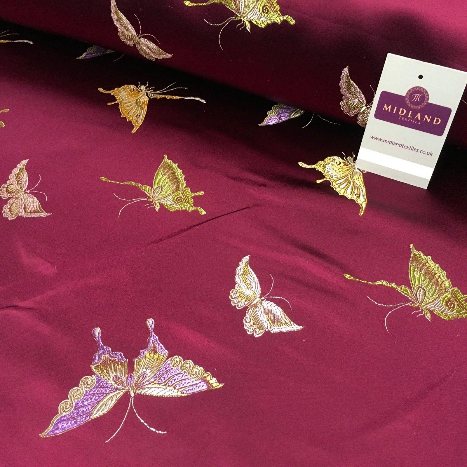 CHINESE ORIENTAL BUTTERFLY BROCADE SILKY SATIN DRESS FABRIC 44" wide Mtex M57
