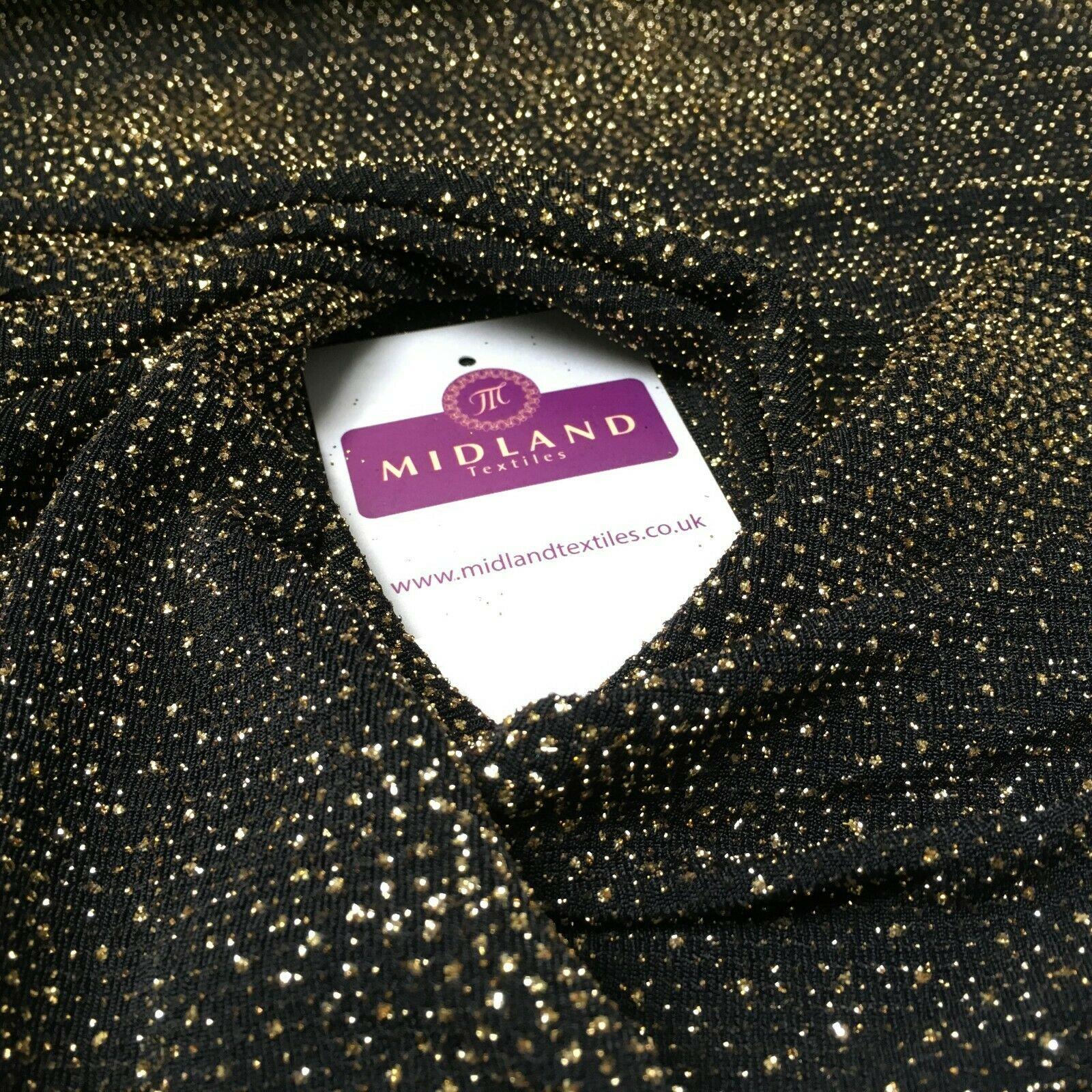 Black Gold Spangle Glitter Lurex Stretch Dress Fabric 139 cm Wide MV1067