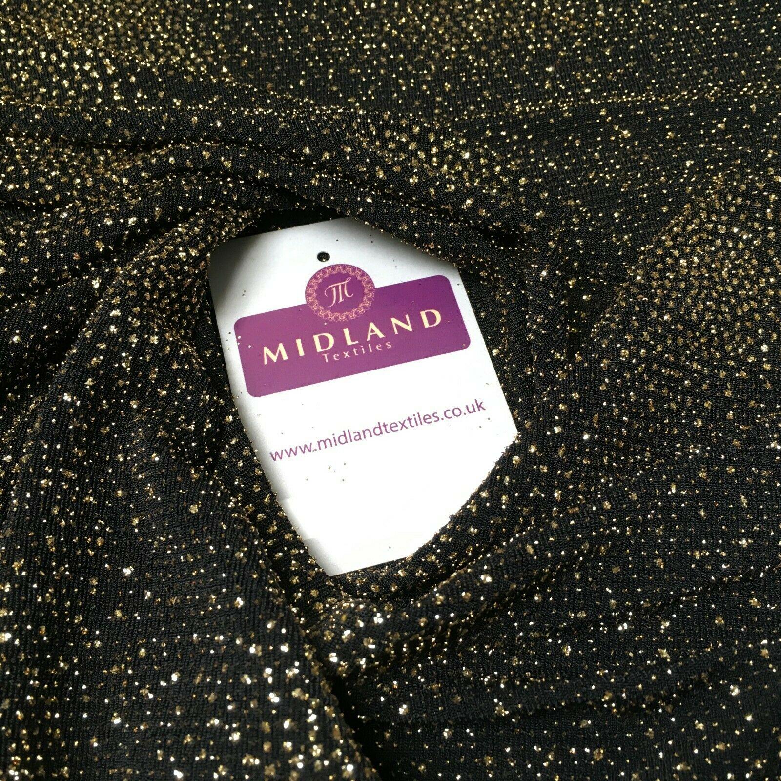 Black Gold Spangle Glitter Lurex Stretch Dress Fabric 139 cm Wide MV1067