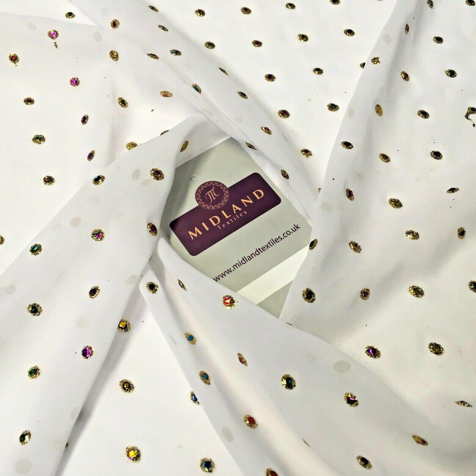 Multicoloured dew drop White chiffon fabric Fabric 140cm Wide MA1077 Mtex