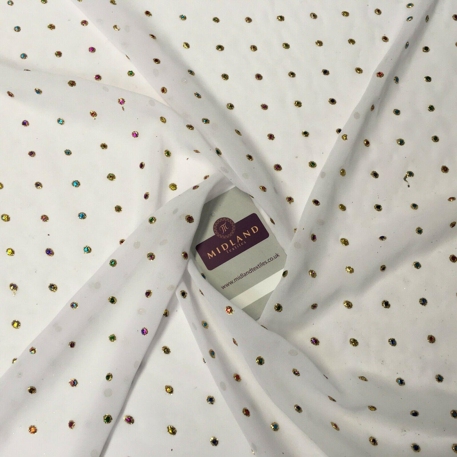 Multicoloured dew drop White chiffon fabric Fabric 140cm Wide MA1077 Mtex