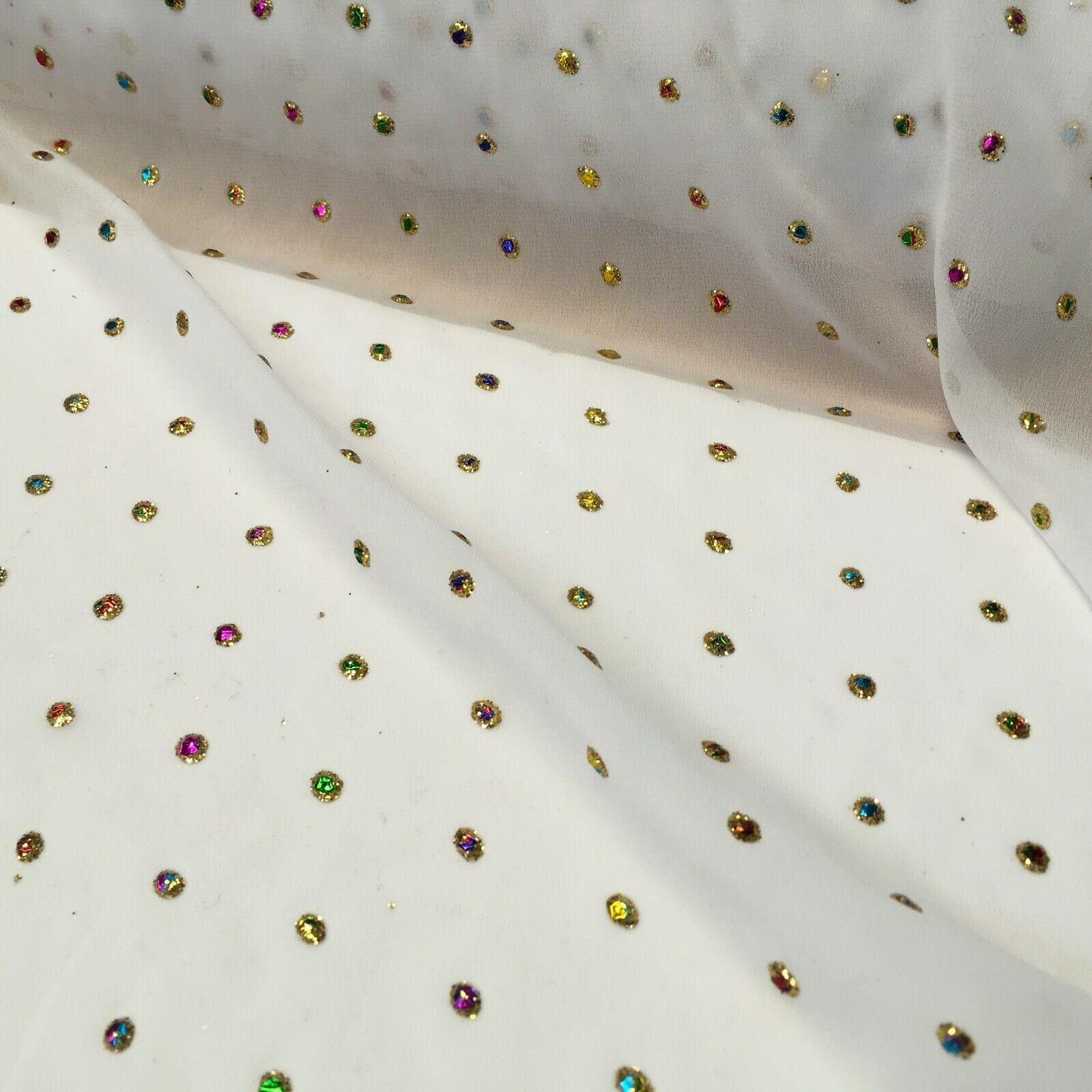 Multicoloured dew drop White chiffon fabric Fabric 140cm Wide MA1077 Mtex