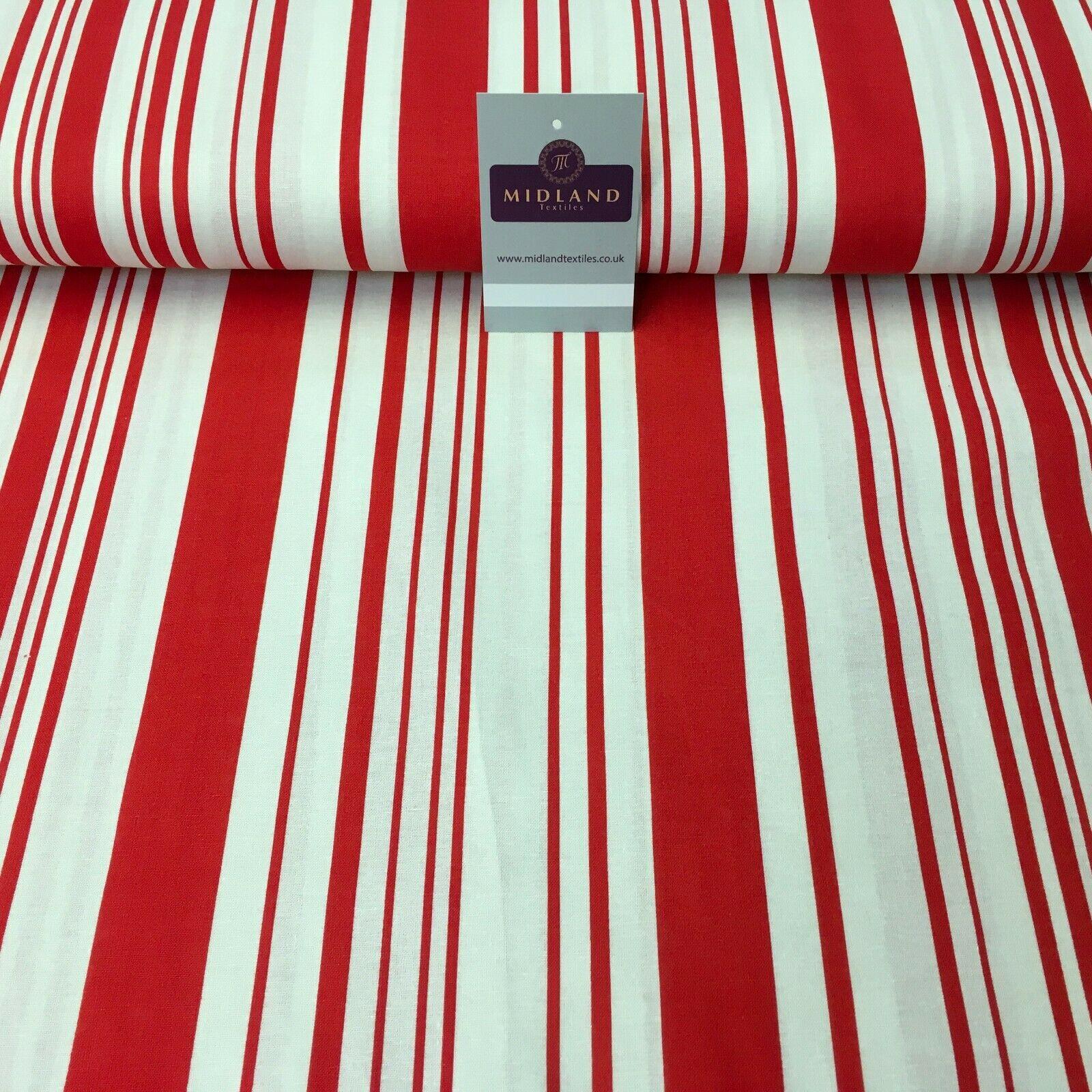 Red Striped Printed Cotton Linen Dress Fabric 150cm Wide MK1086-5