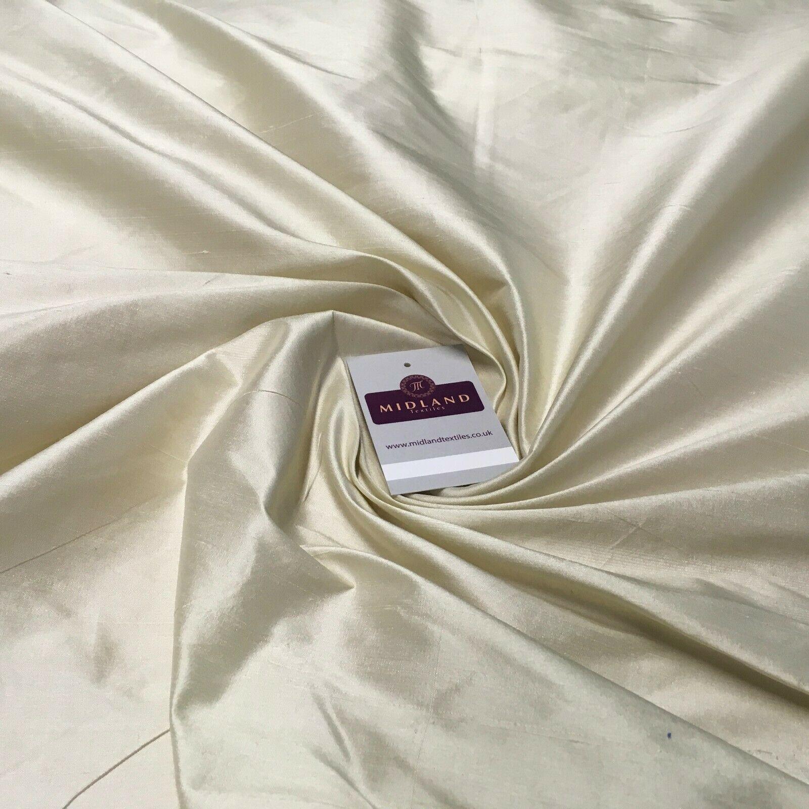 Cream Pure Silk Power Loom Dupion Fabric 264cm Wide MA1065 Mtex