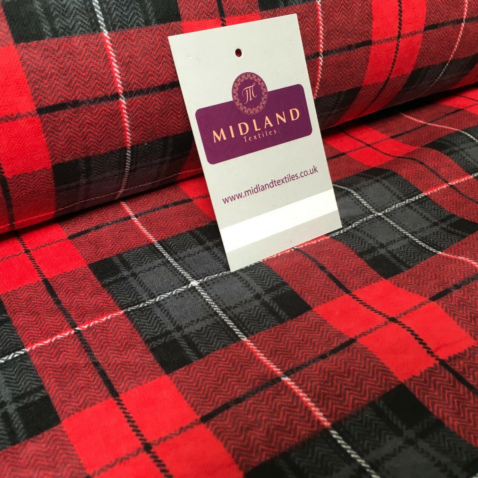 Red Grey Tartan Cotton Wynciette Soft Brushed Flannel Fabric 58" Wide MK988-30