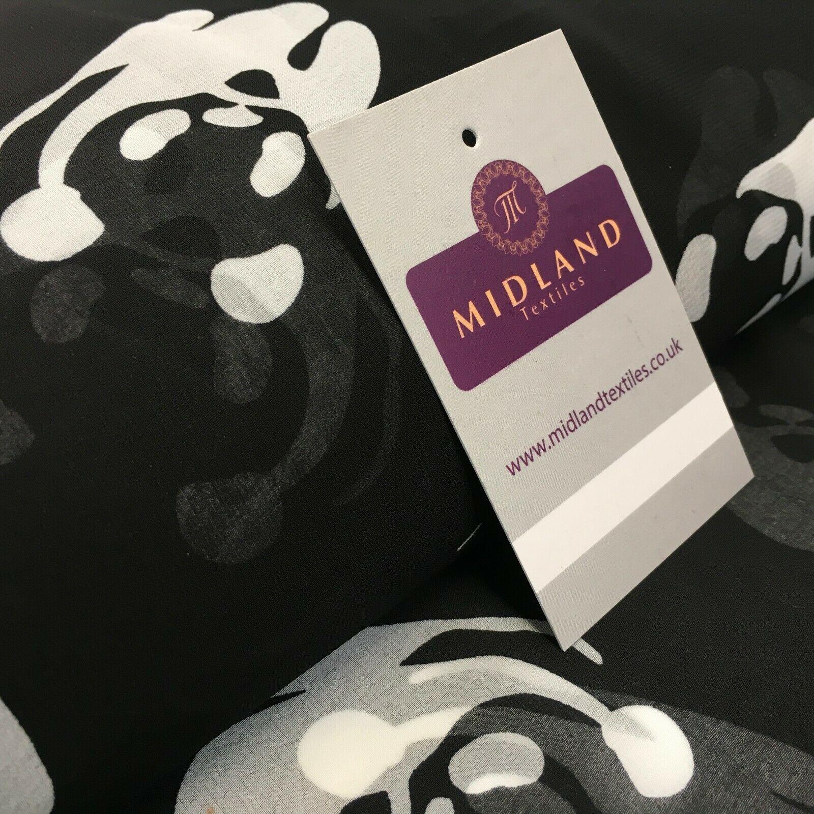 Black and White Panda Silhouette Printed Light Chiffon Fabric 150 cm MK1084-8