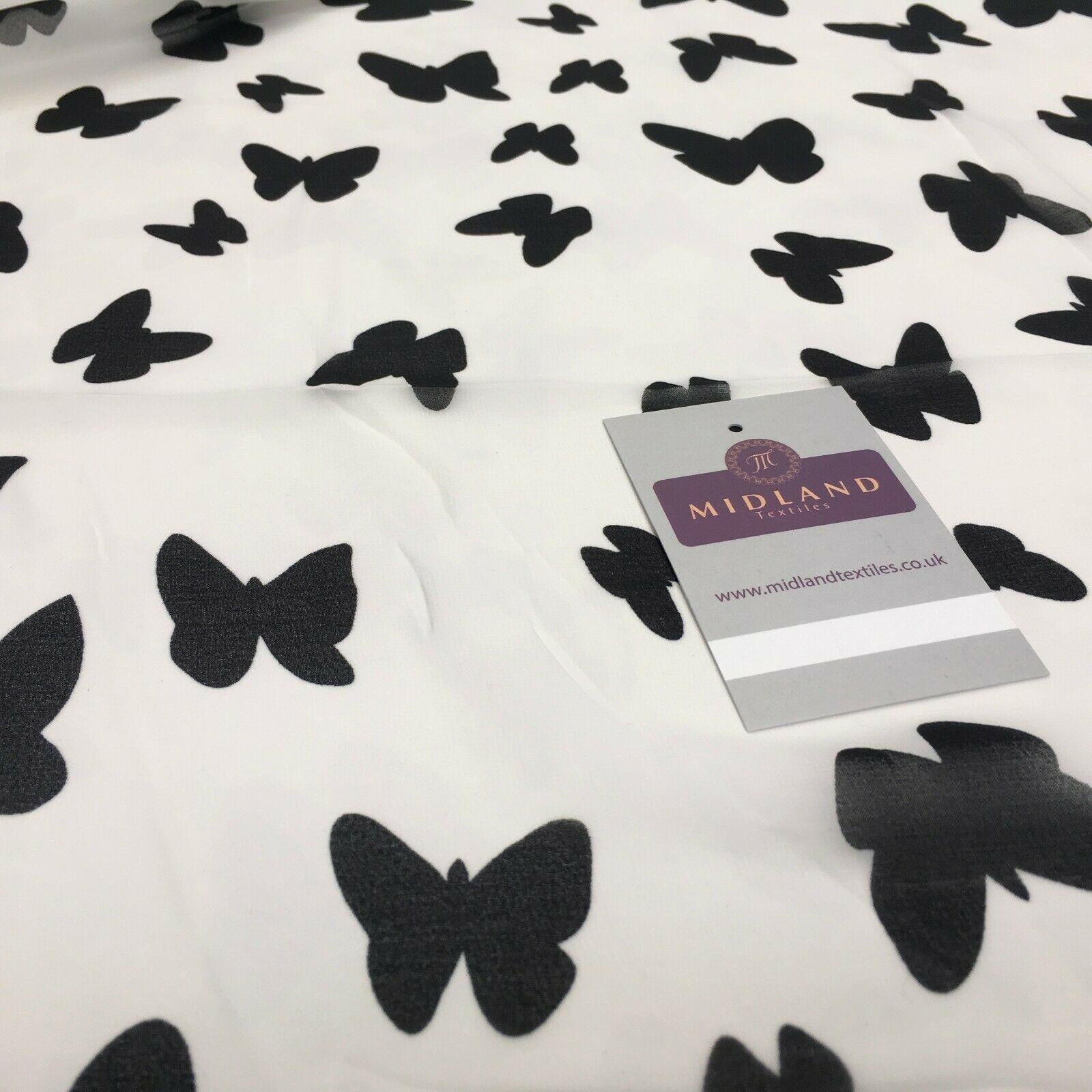 Black Ivory Butterfly Silhouette Printed Chiffon Fabric 150 cm Wide MK1084-5
