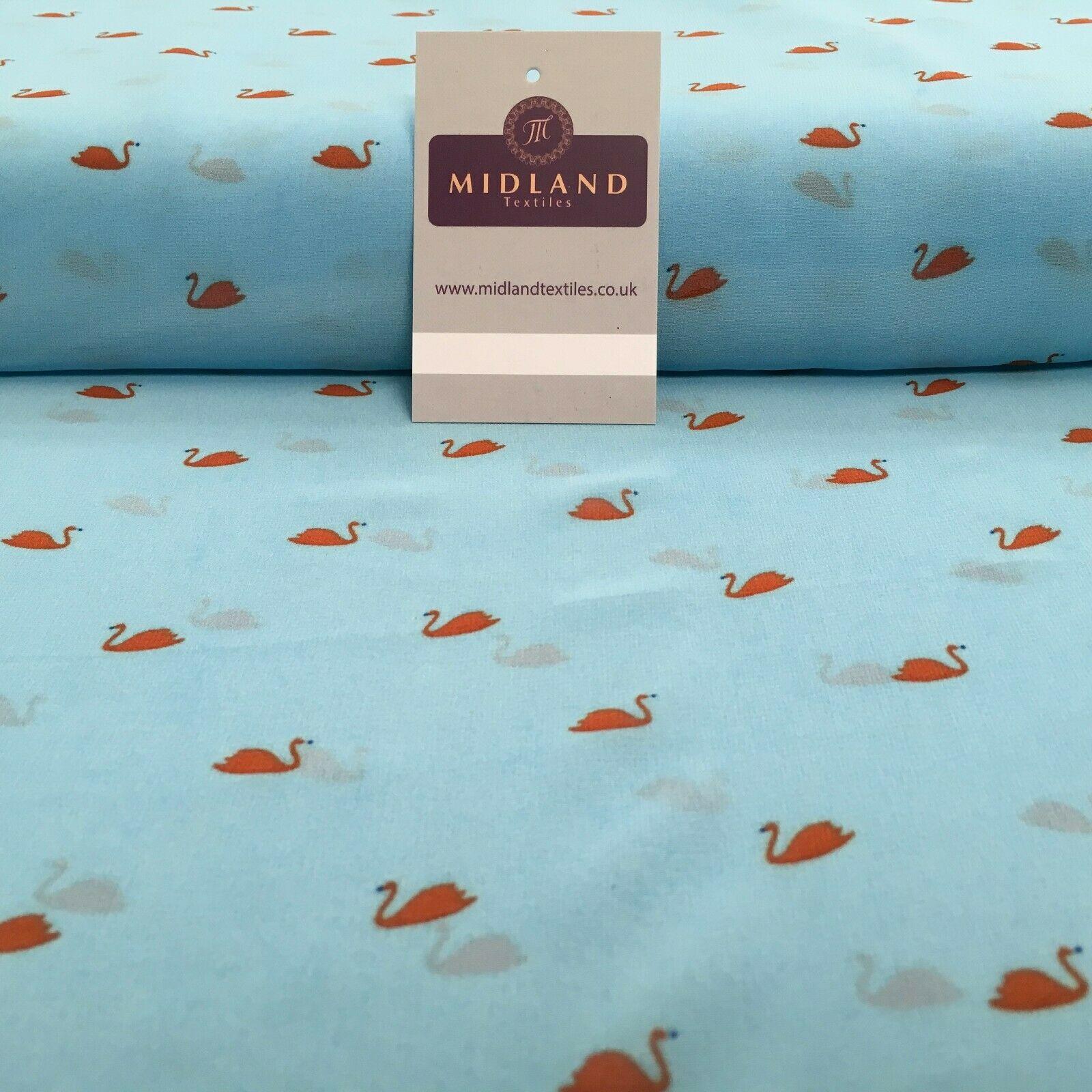Sky Blue Swan Printed Light High Street Chiffon Fabric 150cm MK1084-20