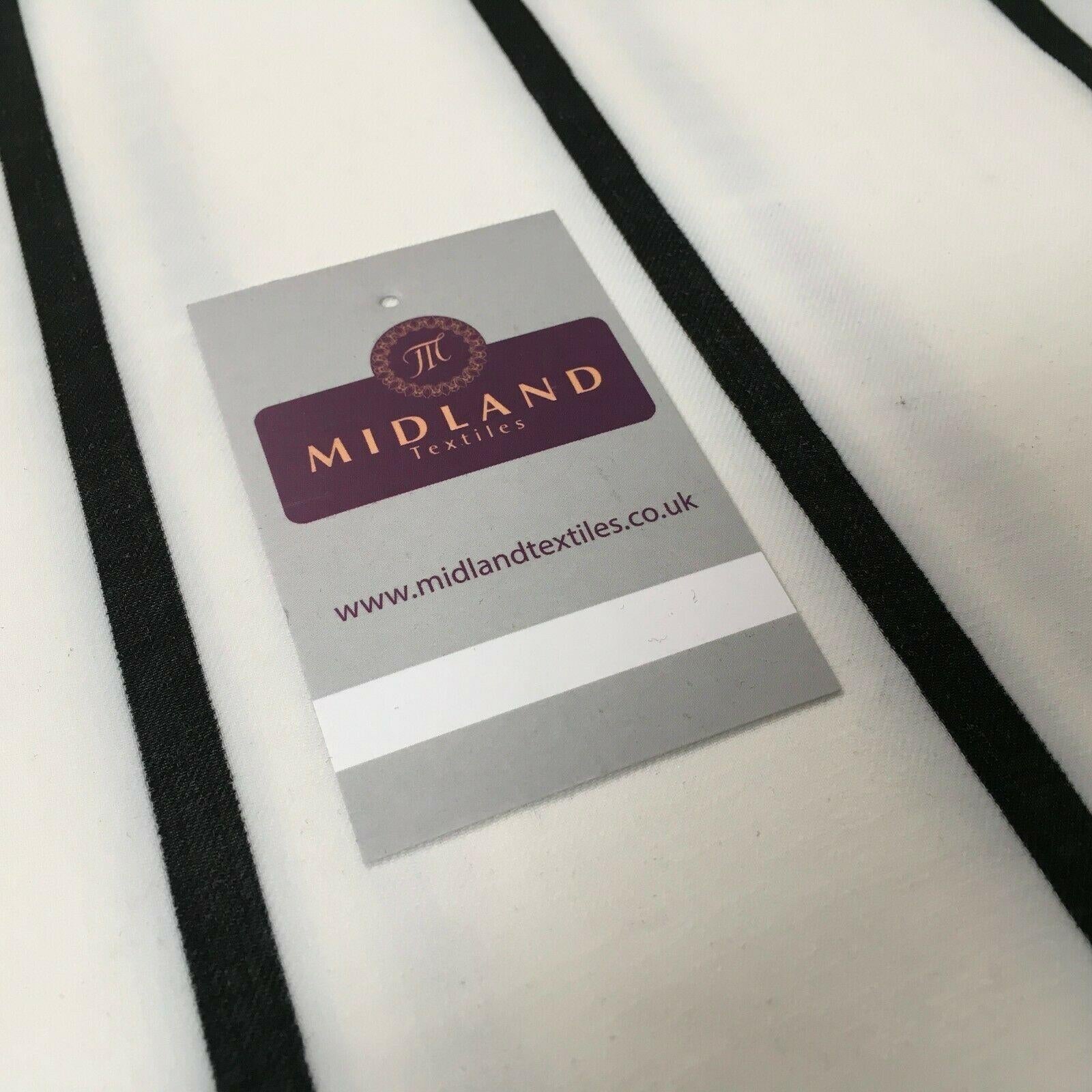 Ivory and Black Striped Georgette crepe Linen effect dress Fabric 150cm MK1095-3