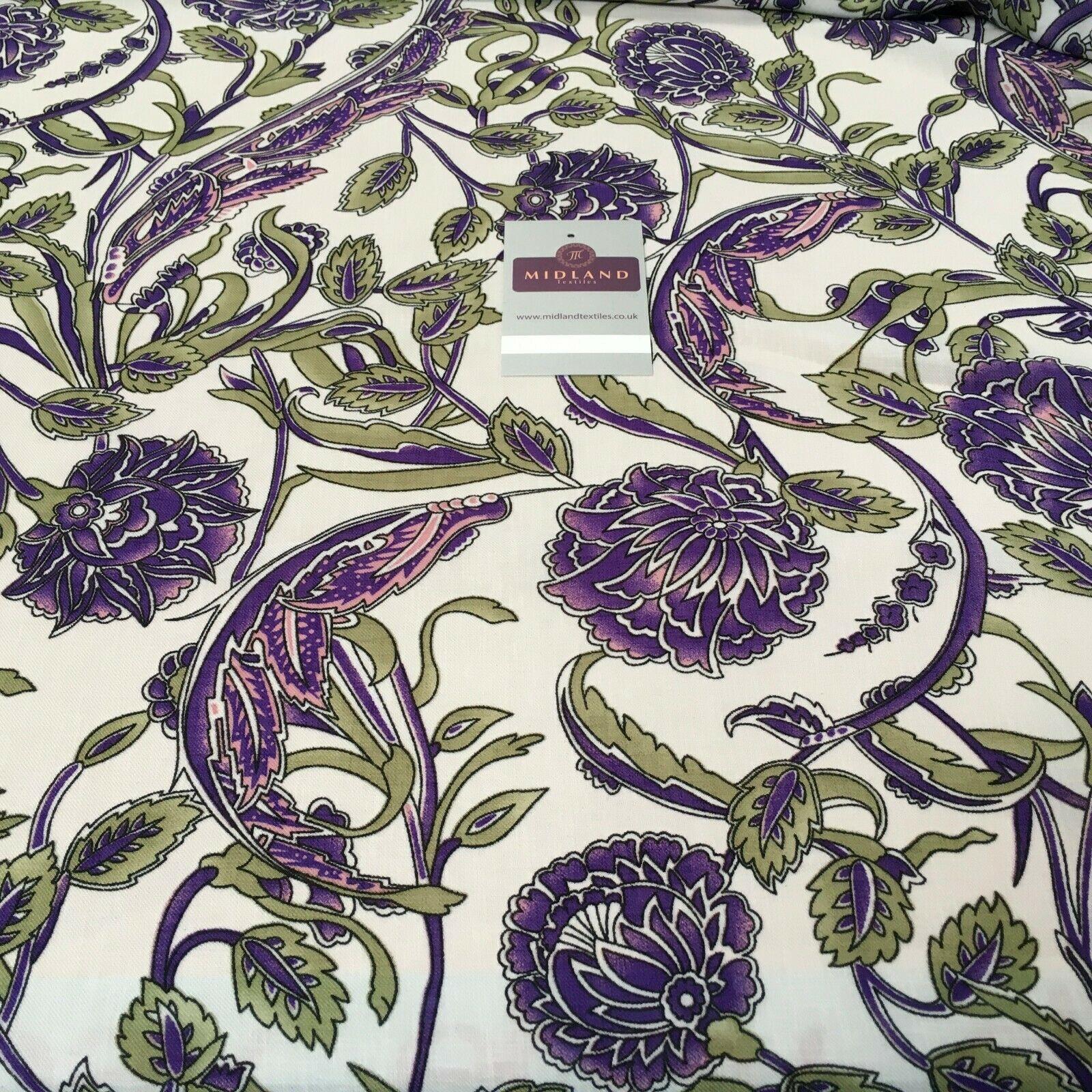 Ivory Purple Georgette crepe Linen effect dress Fabric 150cm wide MK1095-16