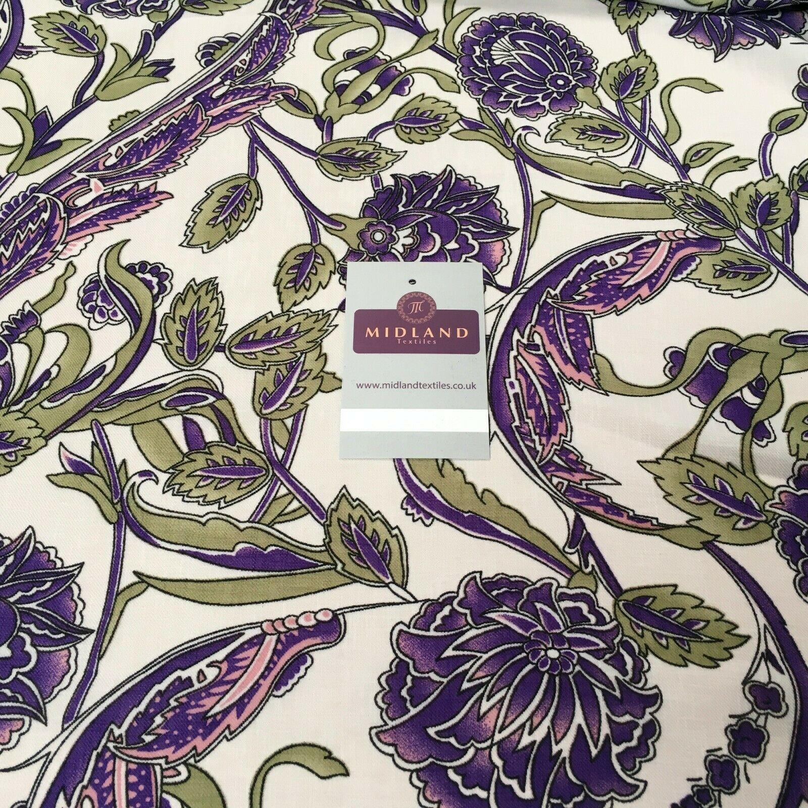 Ivory Purple Georgette crepe Linen effect dress Fabric 150cm wide MK1095-16