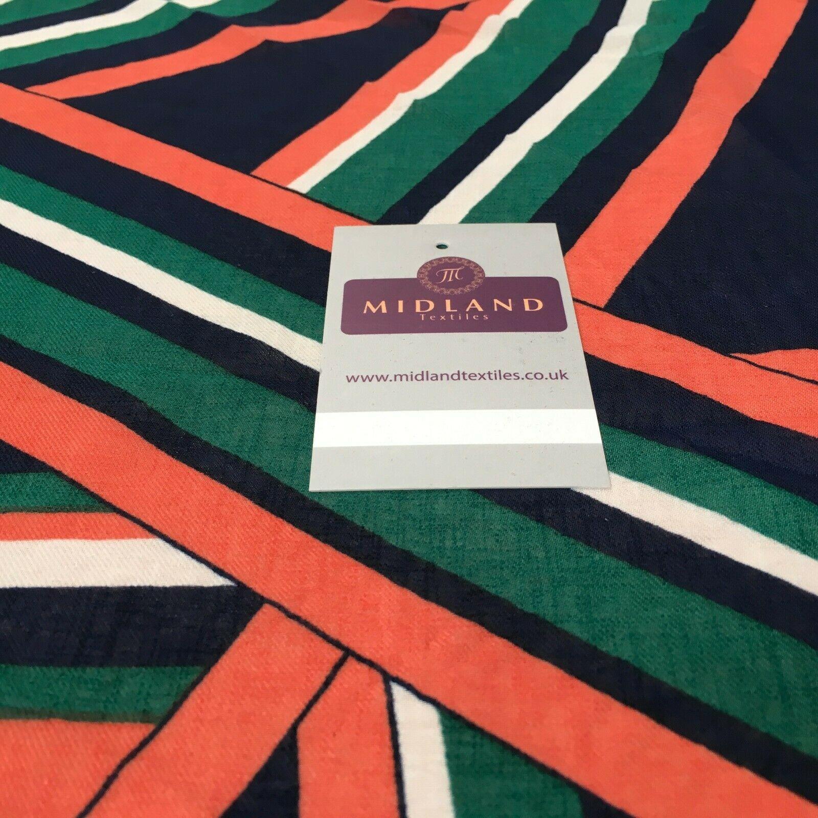 Navy and green Georgette crepe Linen effect dress Fabric 150cm wide MK1095-2