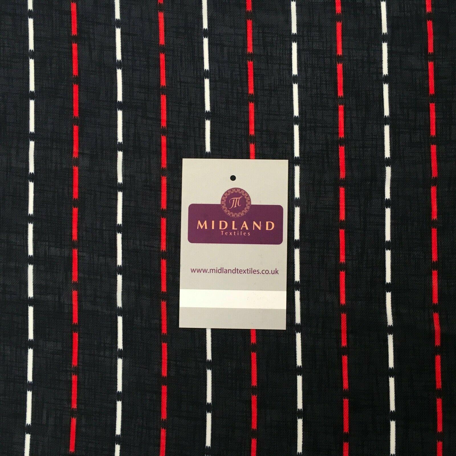 Navy Blue Line Georgette crepe Linen effect dress Fabric 150cm wide MK1095-2