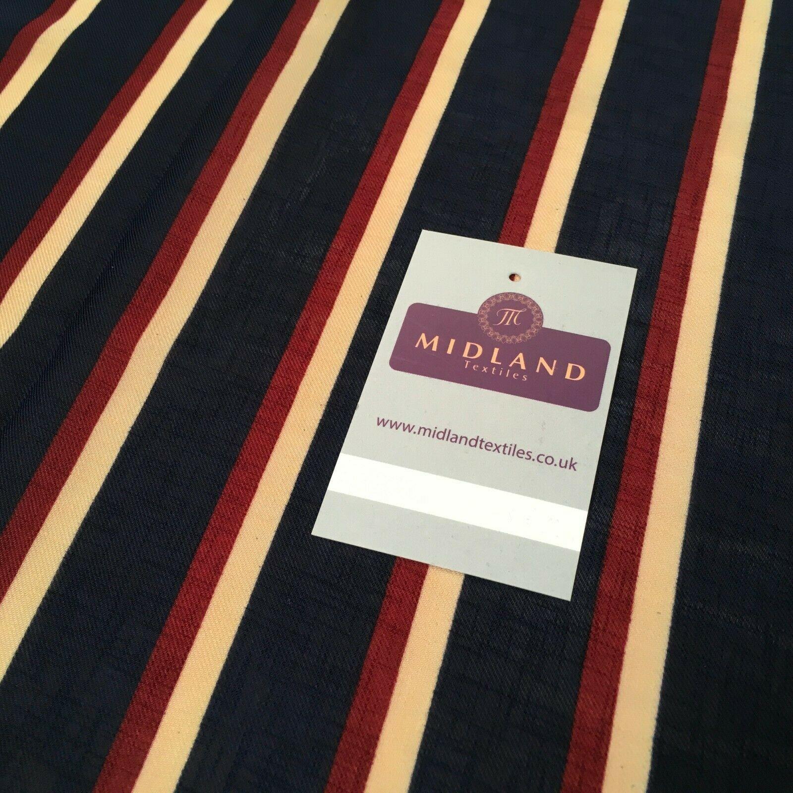 Navy Striped Georgette crepe Linen effect dress Fabric 150cm wide MK1095-12