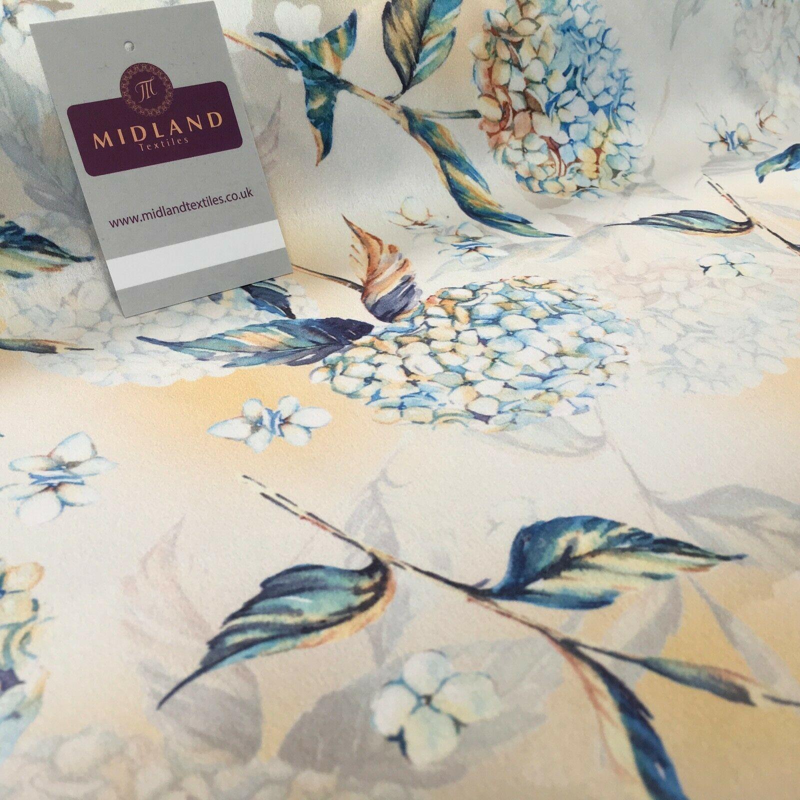 Peach Blue Matt Floral peach skin Silky Satin Dress Fabric 58' MA1081-1 Mtex