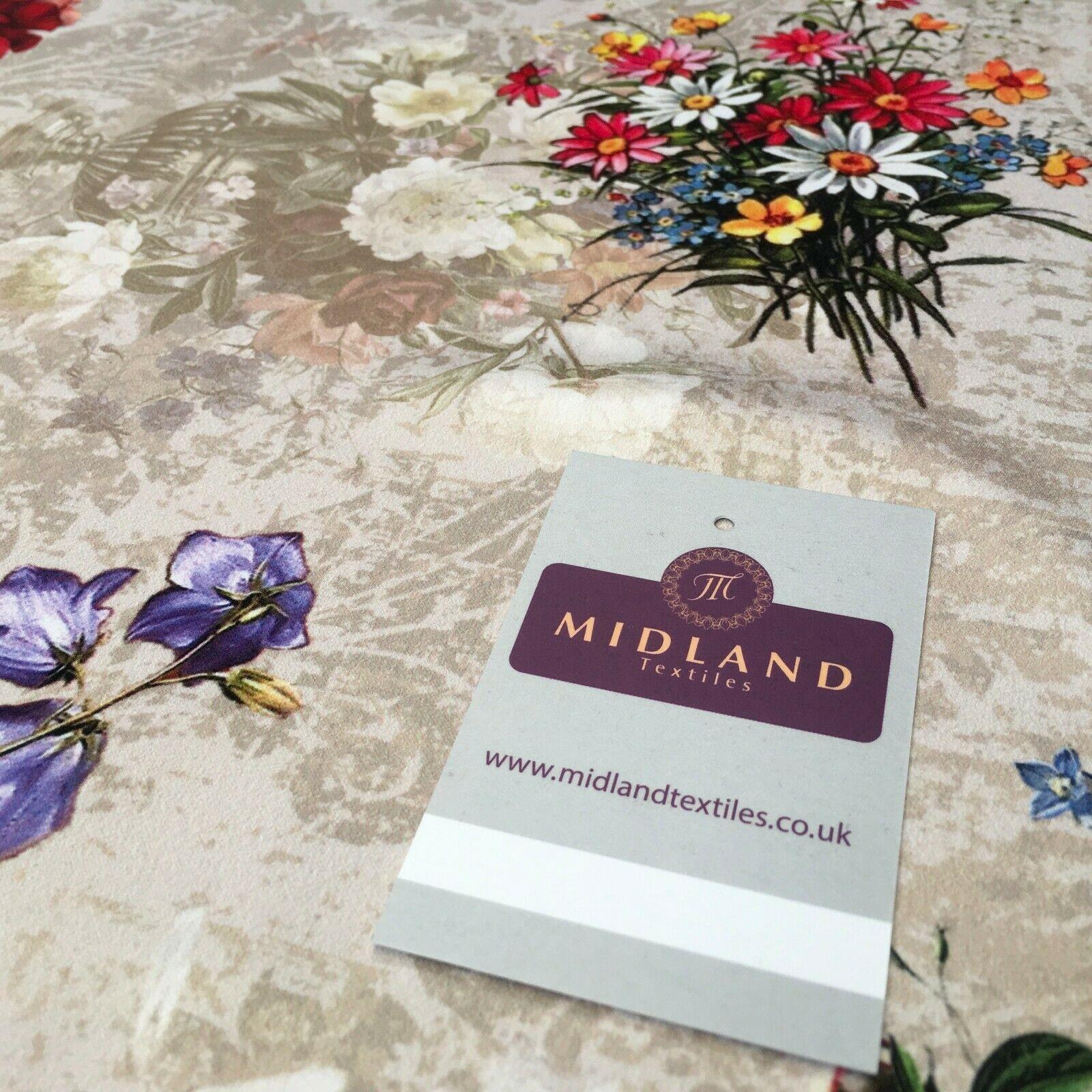 Pink Beige Matt Floral peach skin Silky Satin Printed Fabric 150 cm MQ1081-3