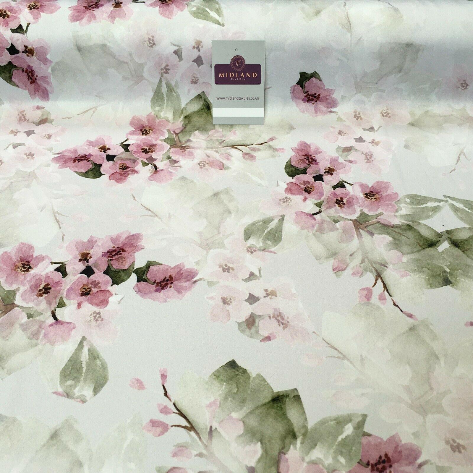 Rose Pink Matt Floral peach skin Silky Satin Printed Fabric 150 Cm MQ1081-5