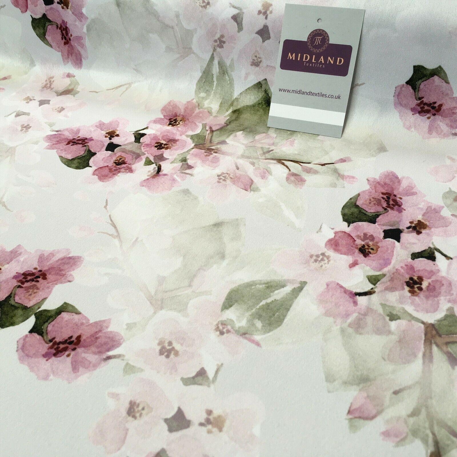 Rose Pink Matt Floral peach skin Silky Satin Printed Fabric 150 Cm MQ1081-5