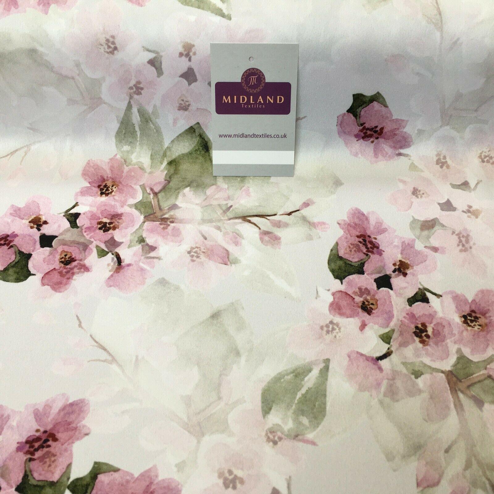 Rose Pink Matt Floral peach skin Silky Satin Printed Fabric 150 Cm MQ1081-5