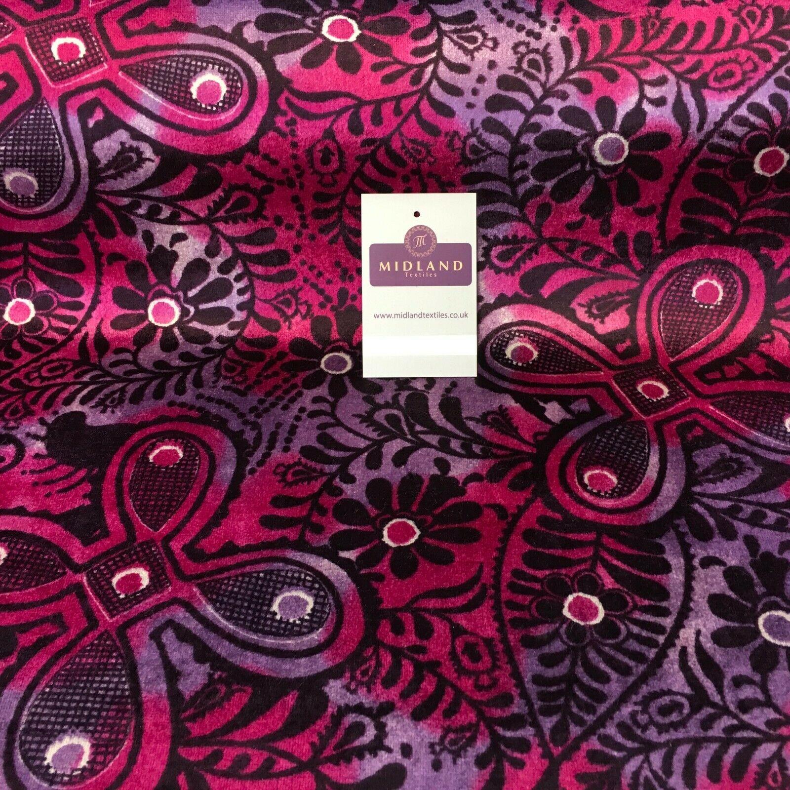 Pink Lavender Paisley Printed Velvet Dress Fabric 147 cm wide M16-36