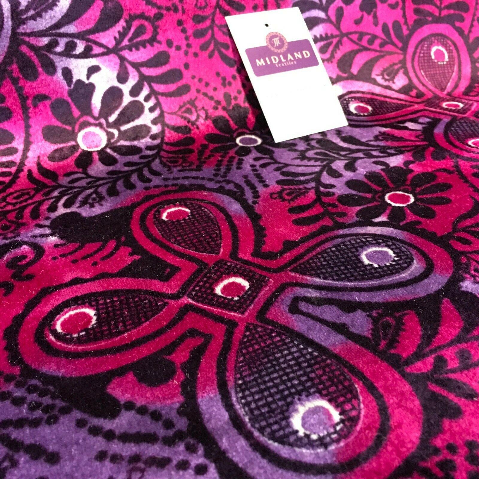 Pink Lavender Paisley Printed Velvet Dress Fabric 147 cm wide M16-36