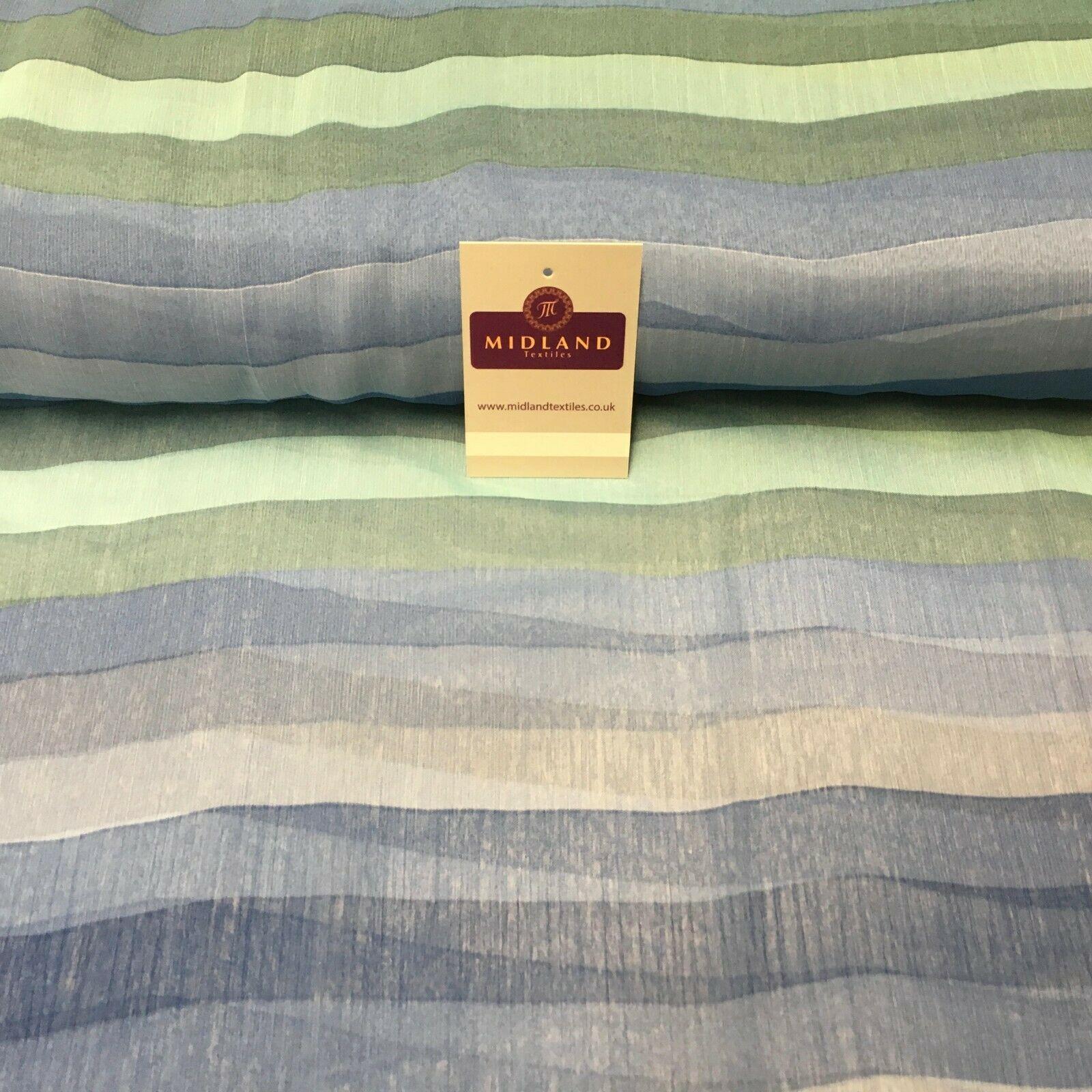 Blue stripes printed Crinkle Georgette Chiffon fabric 150cm wide MK1090-12