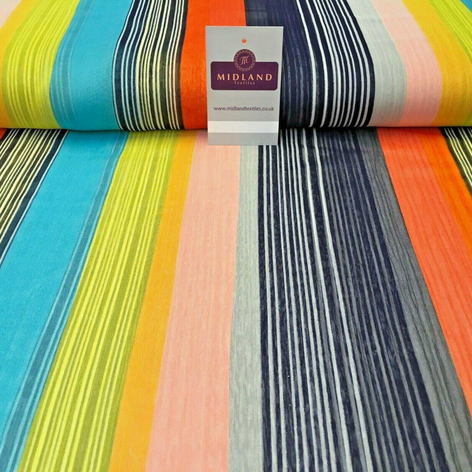 Navy Yellow striped printed Crinkle Georgette Chiffon fabric 150cm MK1090-16