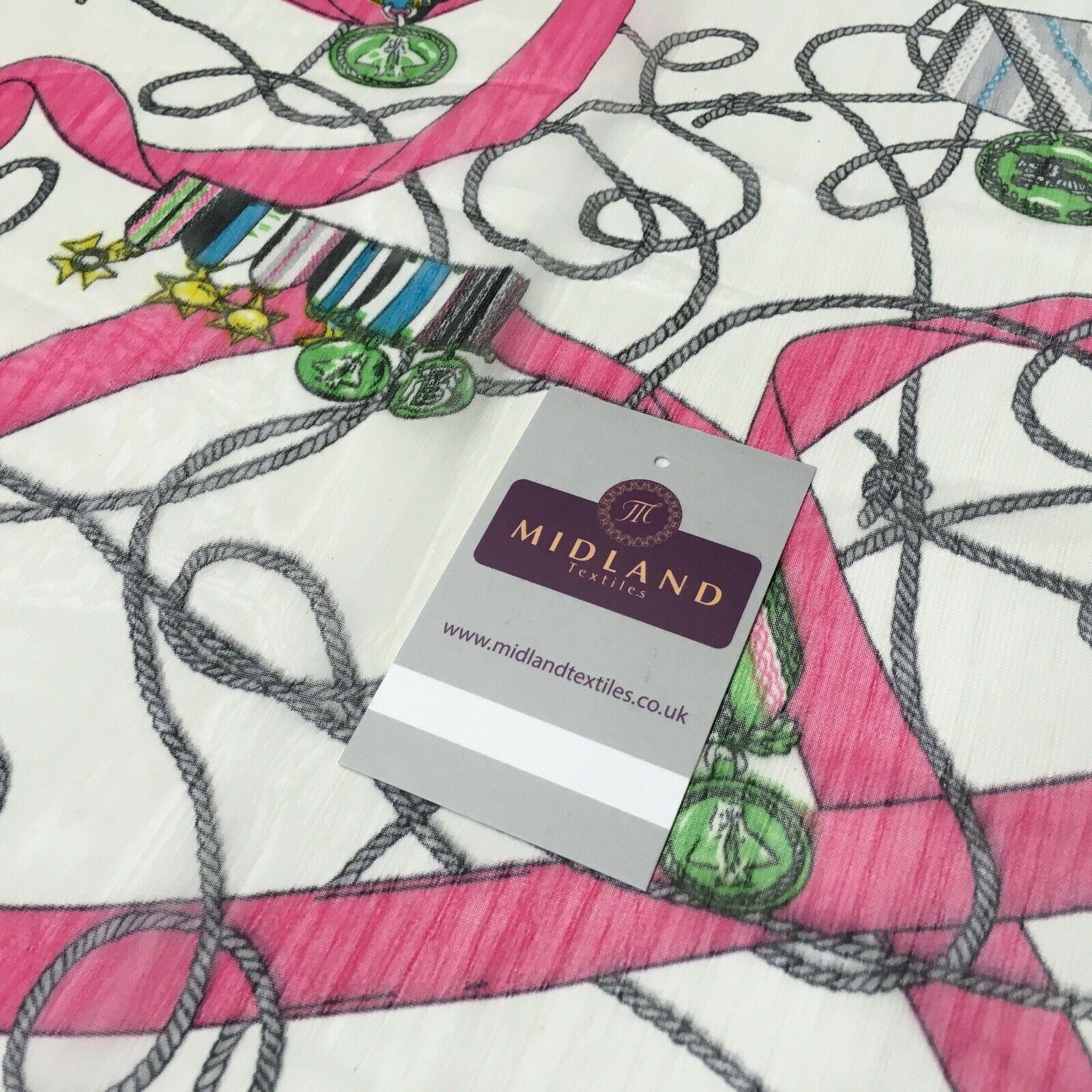 Pink Medal Ropes Crinkle Georgette Chiffon's Fabric 150cm wide MK1090-1 Mtex