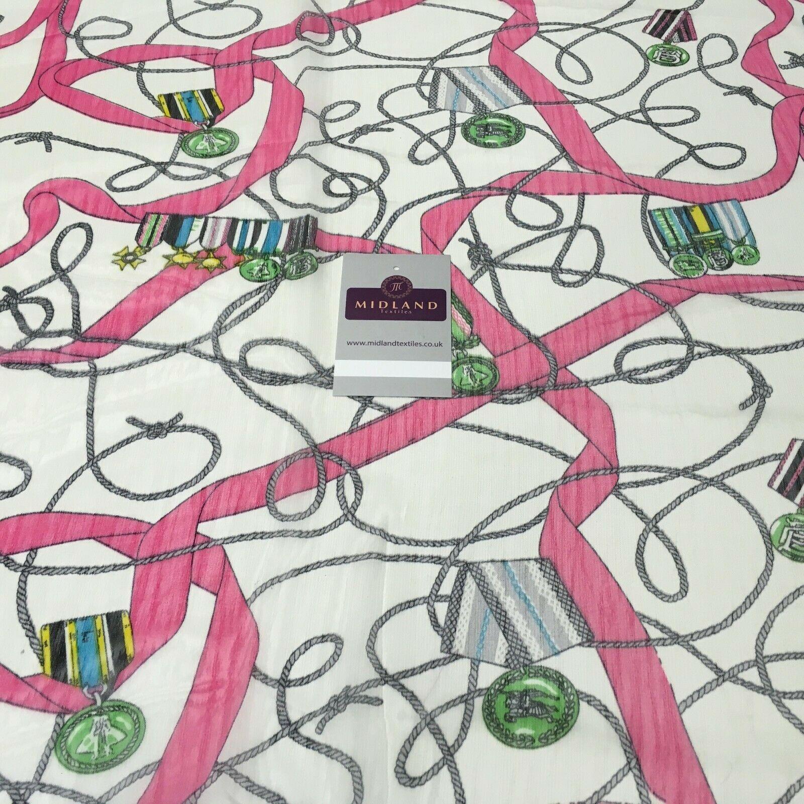 Pink Medal Ropes Crinkle Georgette Chiffon's Fabric 150cm wide MK1090-1 Mtex