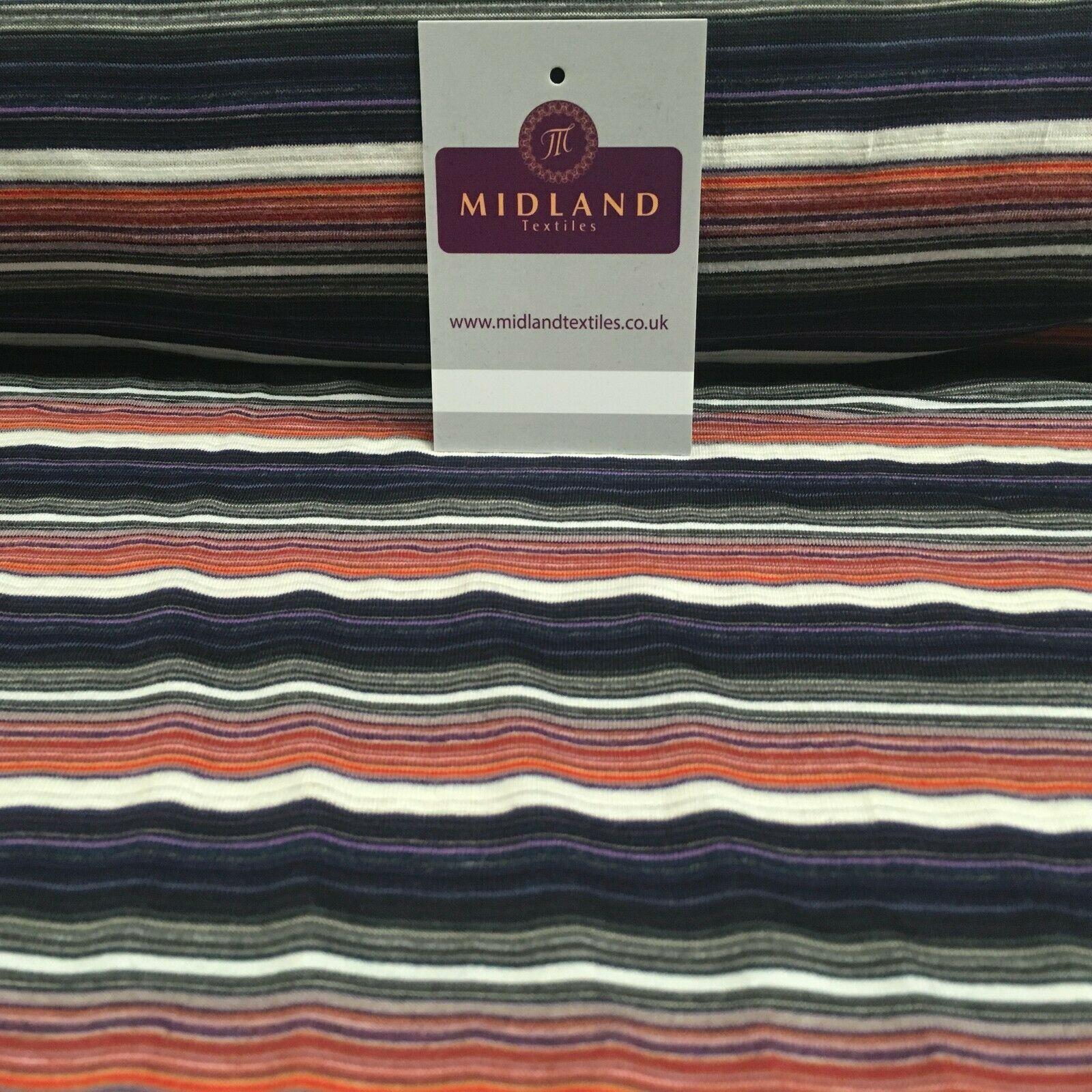 Horizontal Striped Cotton Stretch Jersey Dress fabric 150cm Wide MK1091 Mtex
